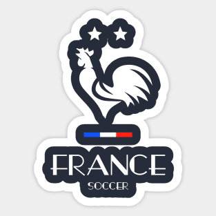 France Rooster Two Stars Soccer Football Flag Sticker